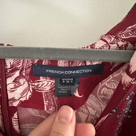 French Connection Frill Mini Wrap Dress in Deep Framboise in Size 4 - Picture 8 of 8